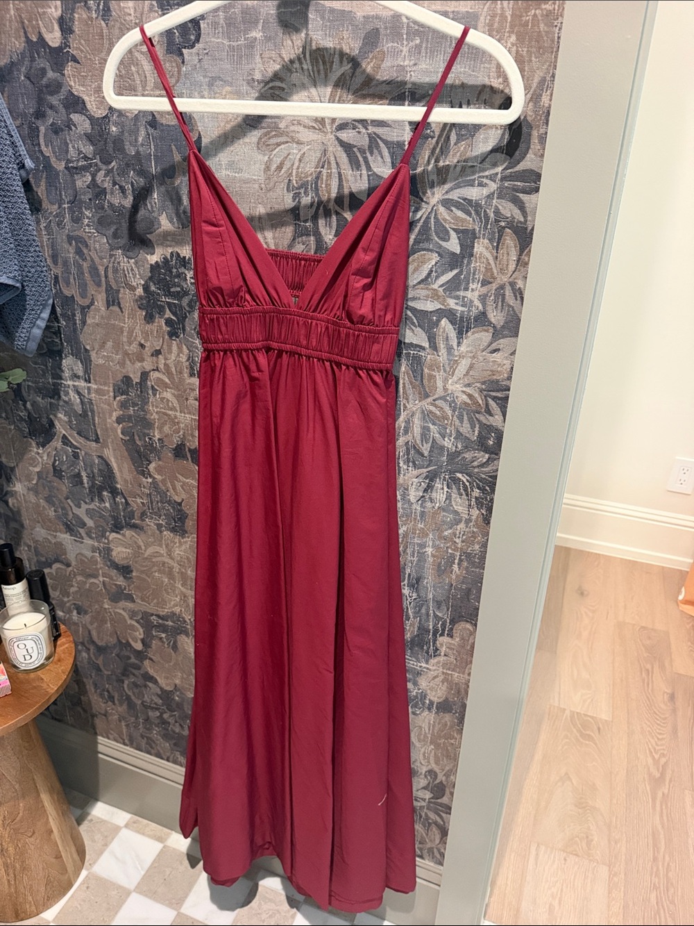 Aritzia Burgundy Spaghetti-Strap Maxi Dress